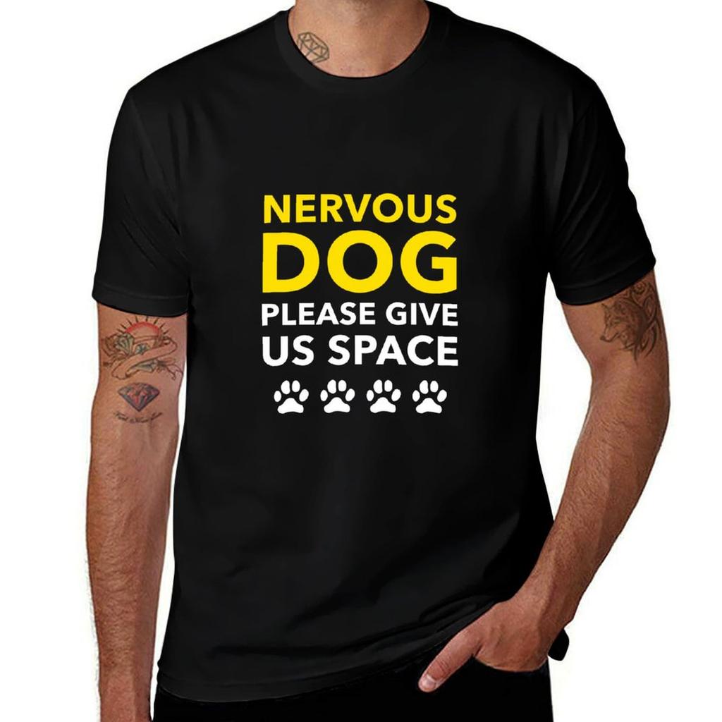Nervous Dog Please Give Us Space Dog Training Unisex Tshirt Lightweight Basic Short Sleeve Shirt