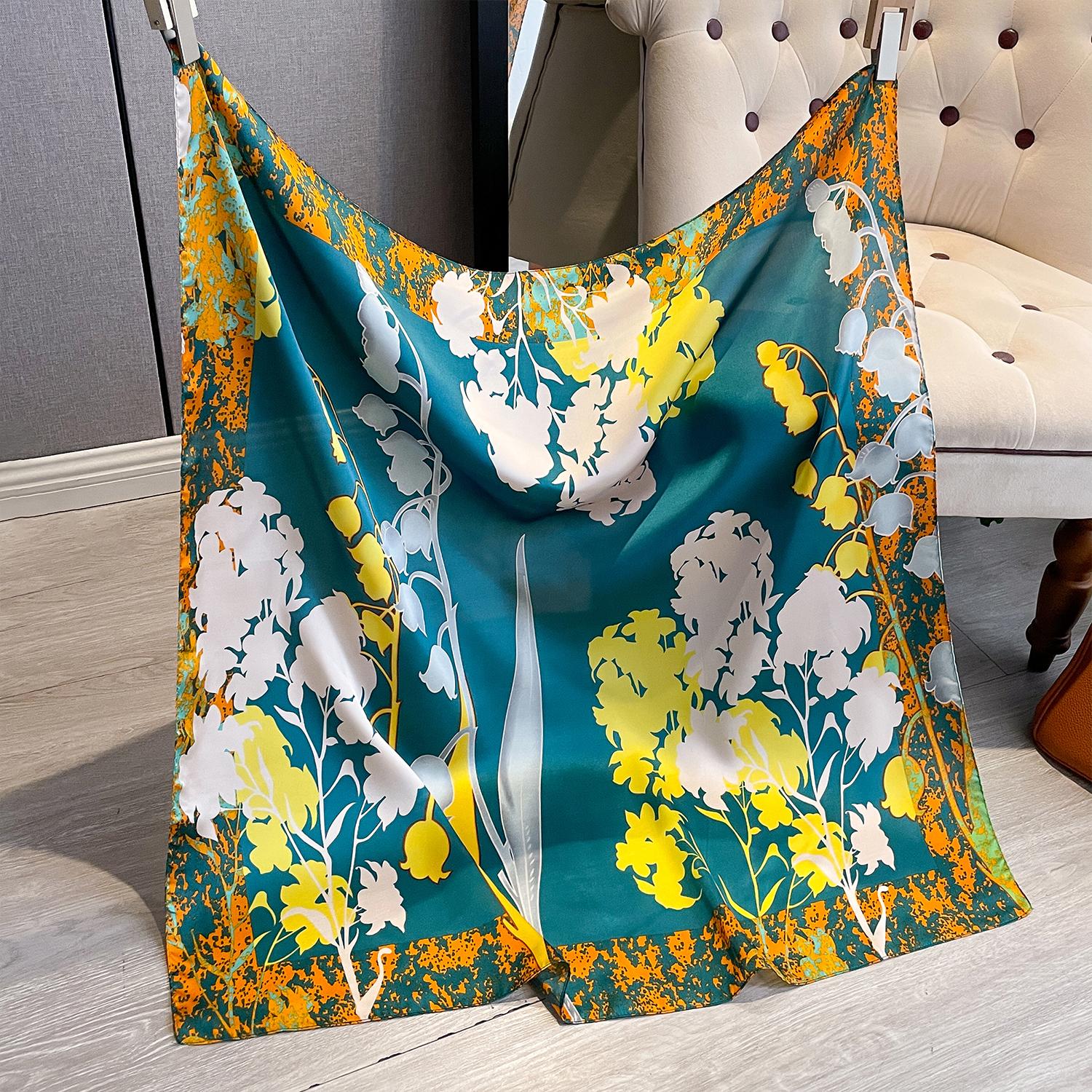 

Новый 90*90 см шелковый шарф шарф-повязка на голову для женщин модные аксессуары для волос на все времена года хиджаб платок бандана шаль платок