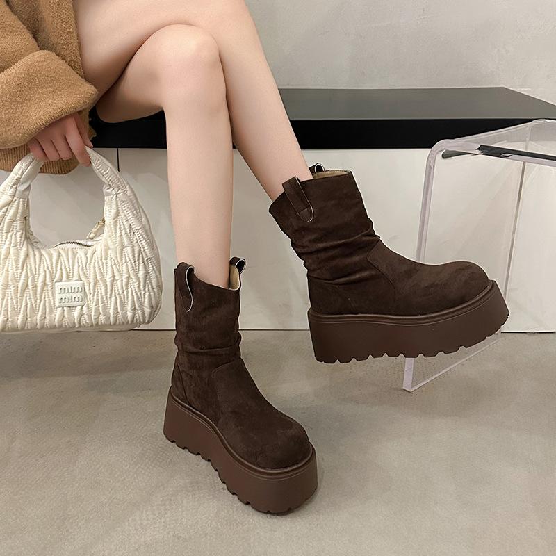 Thick-soled small man heightening retro short boots women's new autumn and winter explosion Maillard boots short Martin boots