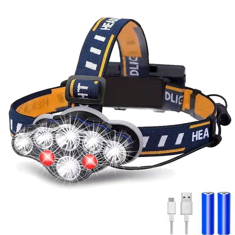 

Мощный налобный фонарь 8 светодиодный налобный фонарь 8 режимов водонепроницаемый светодиодный налобный фонарь головной фонарик фонарь для активного отдыха кемпинга COB рабочий свет