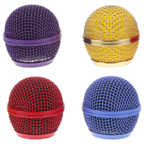 Abaodam 4-Piece Replacement Microphone Head Grill Ball and Inner Foam, Steel Mesh Replacement Head for