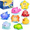 HOYIBO Leuchtende Badespielzeuge - 8er-Pack Kleinkind-Badespielzeug Badezimmer-Spielzeug Mit Bunten Blinklichtern Baby-Badespielzeug Schwimmendes Wasserspielzeug Badespielzeug für