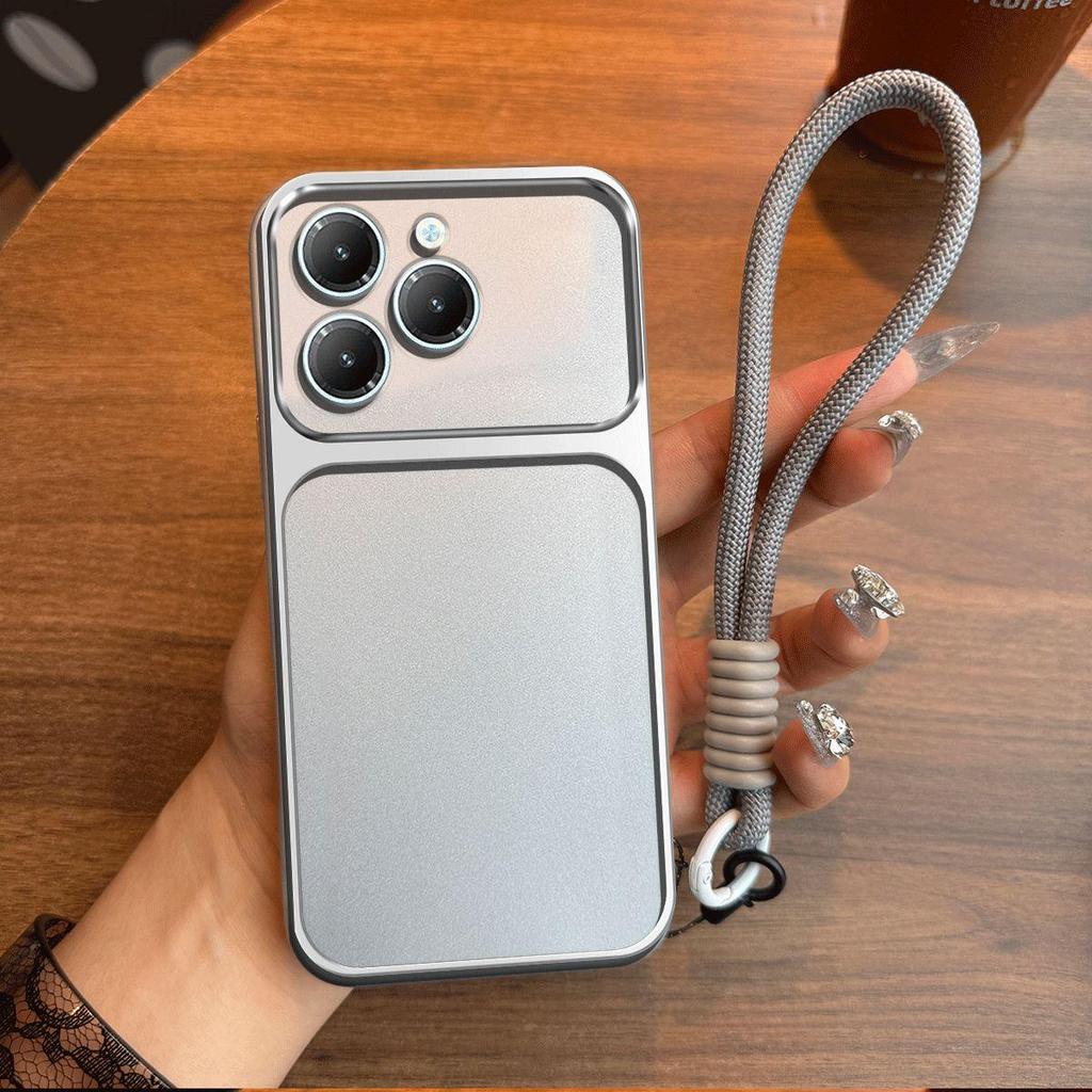 Luxury Big Window Phone Case with Lanyard for TECNO SPARK 20 Pro Premium Textured Casing
