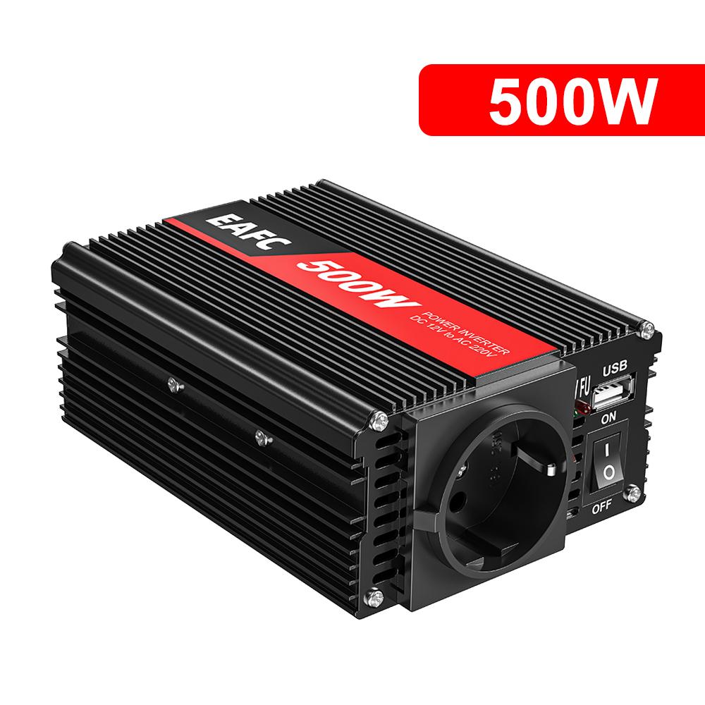 EAFC 2000W/1000W/500W Power Inverter DC 12V to AC 220V Car Inverter with Multiple Protection for Home Camping RV Power Outage 500W EU