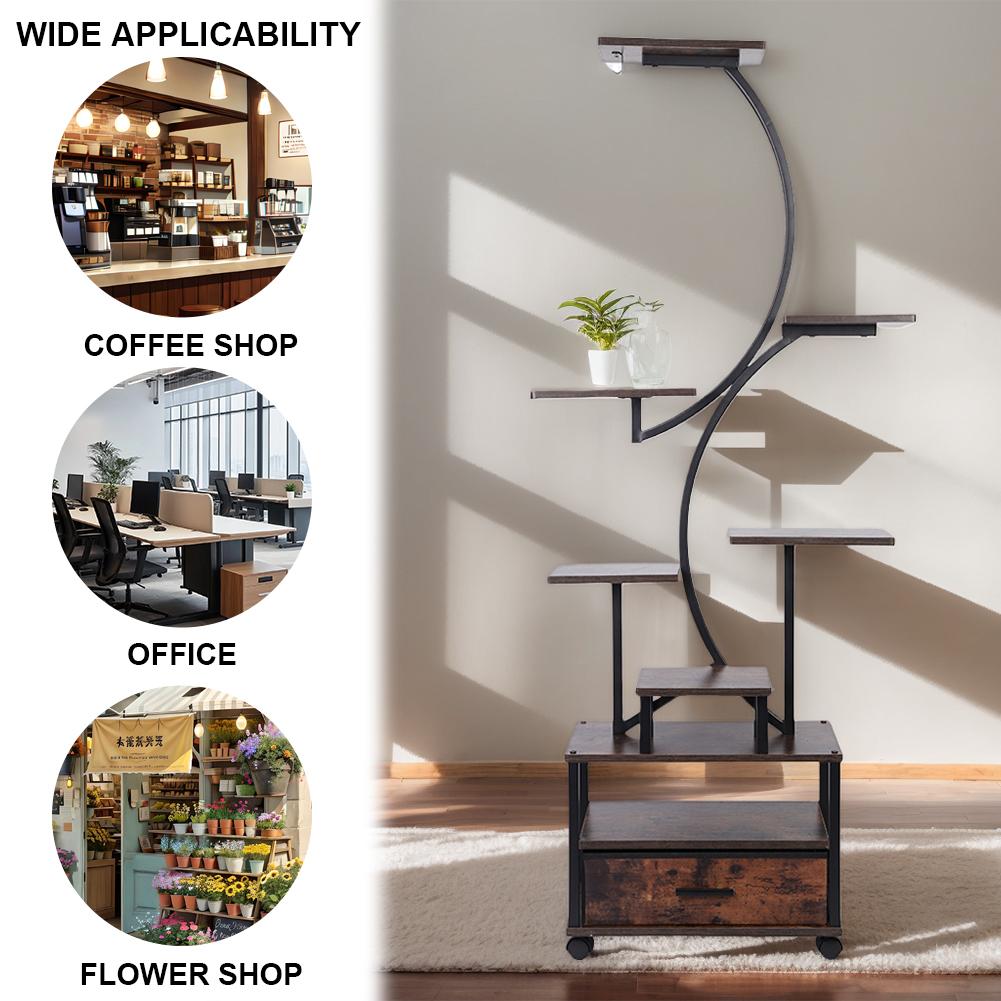 Metal Plant Shelf with Grow Lights 9 Tiered Plant Stand for Indoor Plants Multiple 65 Inch Tall Plant Rack Display Shelves