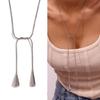 Versatile Two Tone Teardrop Pendant Necklace In Stainless Steel Adjustable for Casual or Formal Occasions