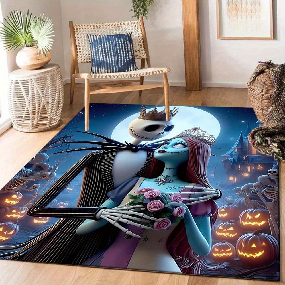 1pc The Nightmare Before Christmas Carpet Area Rug, Bedroom, and Playroom - Durable, Stain-Resistant, and Easy to Clean, Living Room, Laundr