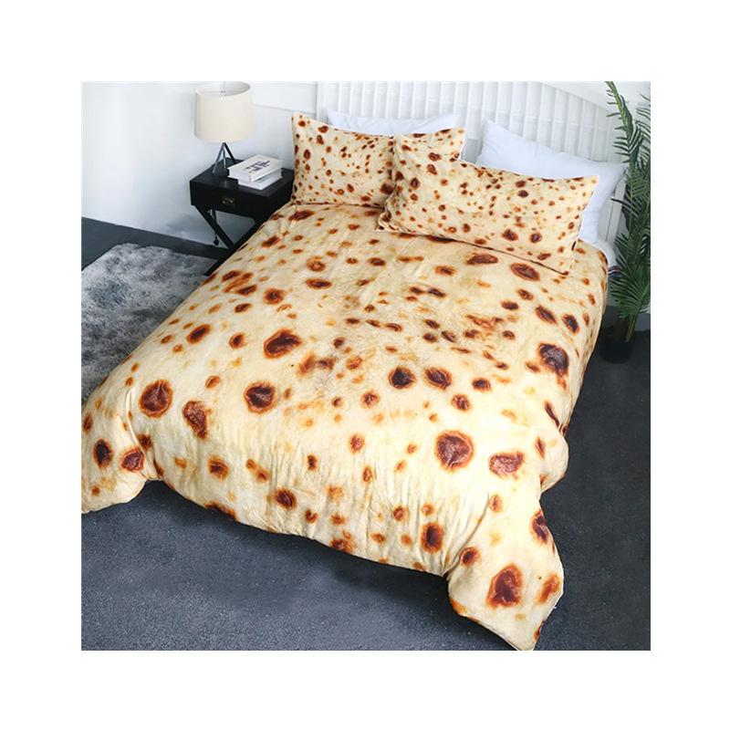 Gourmet Pancake Pattern Duvet Set Fun Three-Piece Set Suitable For Boys And Girls