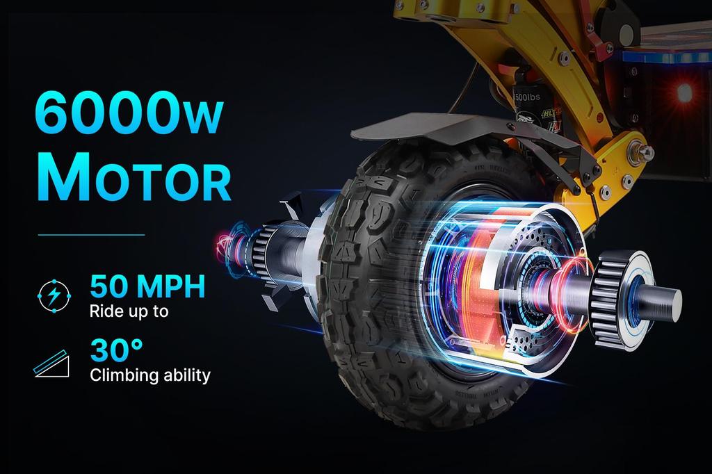 YUME X11+ Adult Electric Scooter, Hydraulic Brake + Electronic Brake, BMS, Wide Tire, 3000W Dual Motor, IP 54