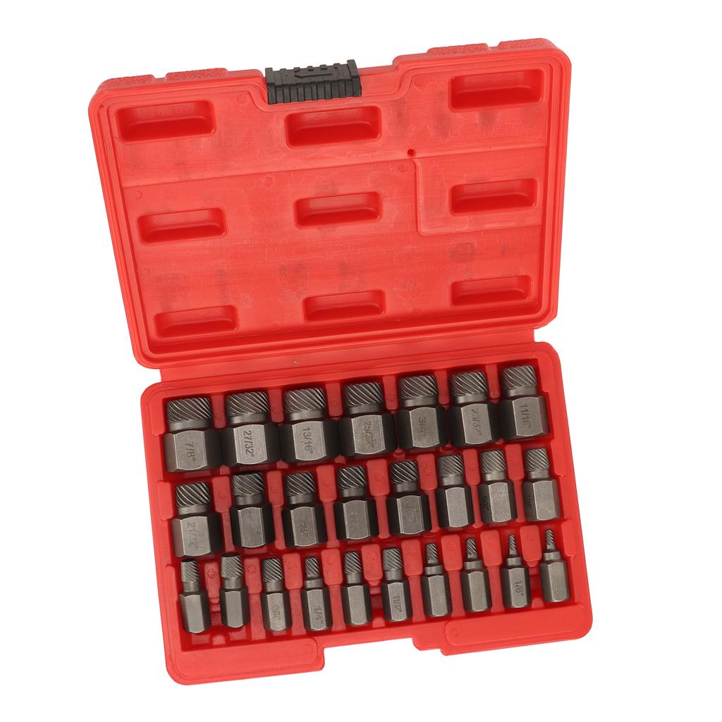 25PCS Screw Extractor Set Efficient Steel Easy Out Multi Spline Bolt Extractor Set for Power and Hand Tools