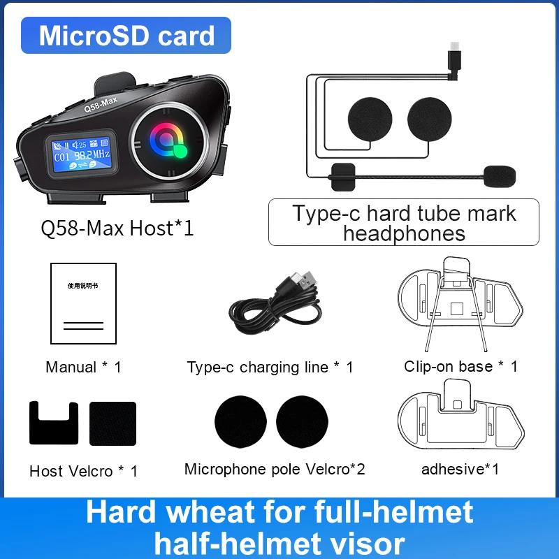 Motorcycle Helmet Intercom Bluetooth Headset LED Lighting Dual 500M IP65 Rateddeep Waterproof Stereo FM Radio Interphone