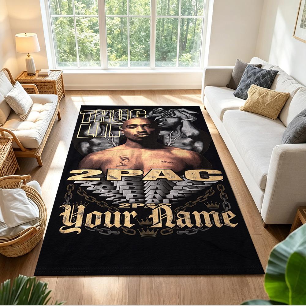 2pac Customize Your Name Carpet Perfect for Game Room Living Rooms Bedrooms Kitchen Antislip Carpet Decorate Offices Perfect Gift for Friends & Family