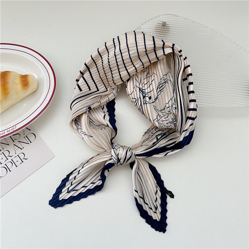 70cm Crumpled Scarf Kerchief Print Square Scarves Women DIY Hair Band Ribbon Headscarf Bandanas Headband Neck Wraps Neckerchief