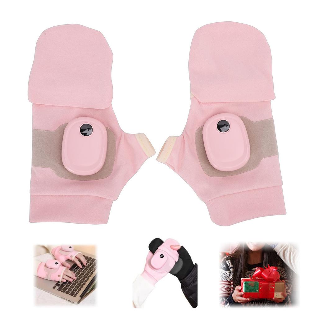 Electric Heated Gloves Rechargeable Quick Heating Portable Heated Gloves for Indoor Outdoor Winter Use Pink