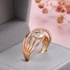 Popular Micro Inlaid 18k GOLD Zircon Ring Women Ins Fashion Cool Wind Geometric Lines Cross Multi-level Ring Wholesale