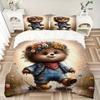 3pcs Anime Bear Floral Crown Bedding Set - Includes One Quilt Cover and Two Pillowcases (No Core) - Home Decor, Festival Gift, Polyester Fab