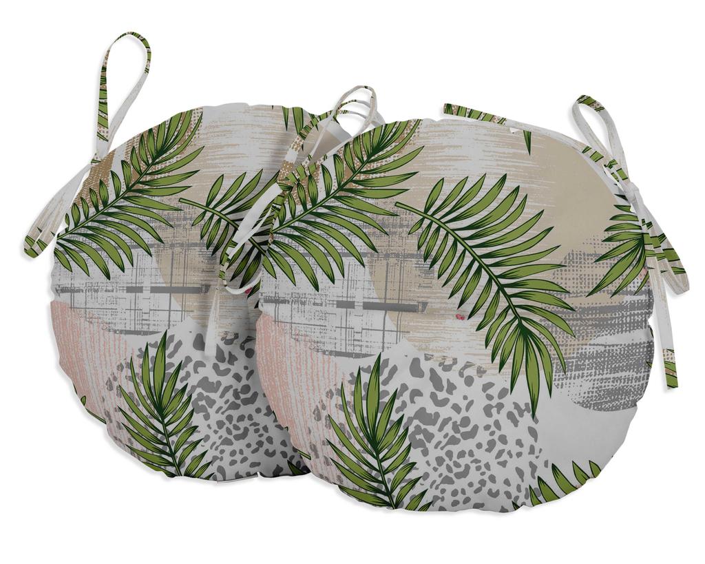 Vargottam Indoor Outdoor Round Bistro Chair Cushions Block Print 15-Inch Bistro Chair Pads Waterproof Seat Chair Cushion For Home
