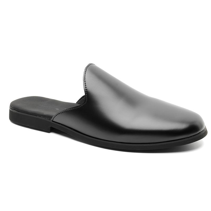 Summer New Lazy One-pedal Boken Shoes Casual Lazy Flat-bottomed Bag Head Slippers 25534 black-J