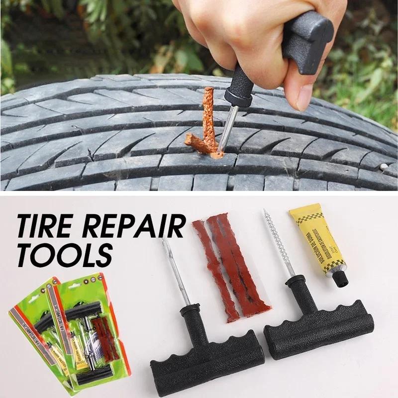 Car Tire Repair Tool Repair Rubber Strip Kit Studding Plug Auto Bike Motorbike Tire Repair Puncture Plug Garage Car Accessories
