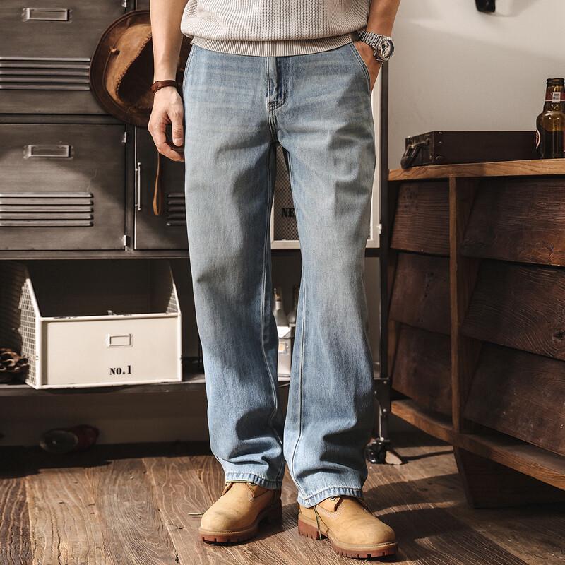 Jieluonu Men s Summer Lyocell Blend Loose Straight-Leg Jeans 34
