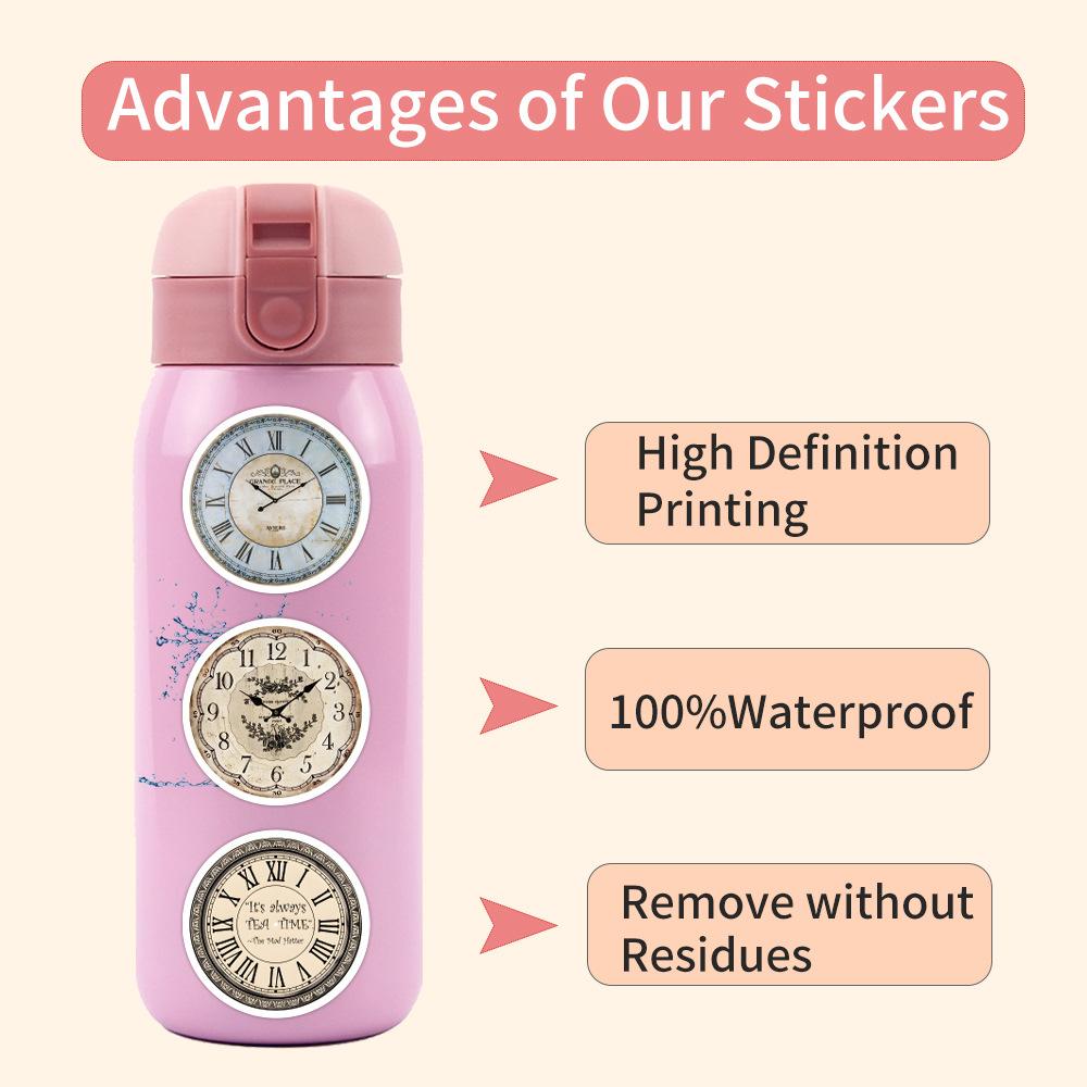 55 New Retro Clocks Graffiti Decals Decorative Scooter Suitcase Do-It-Yourself Decals Premium Durable Quality A