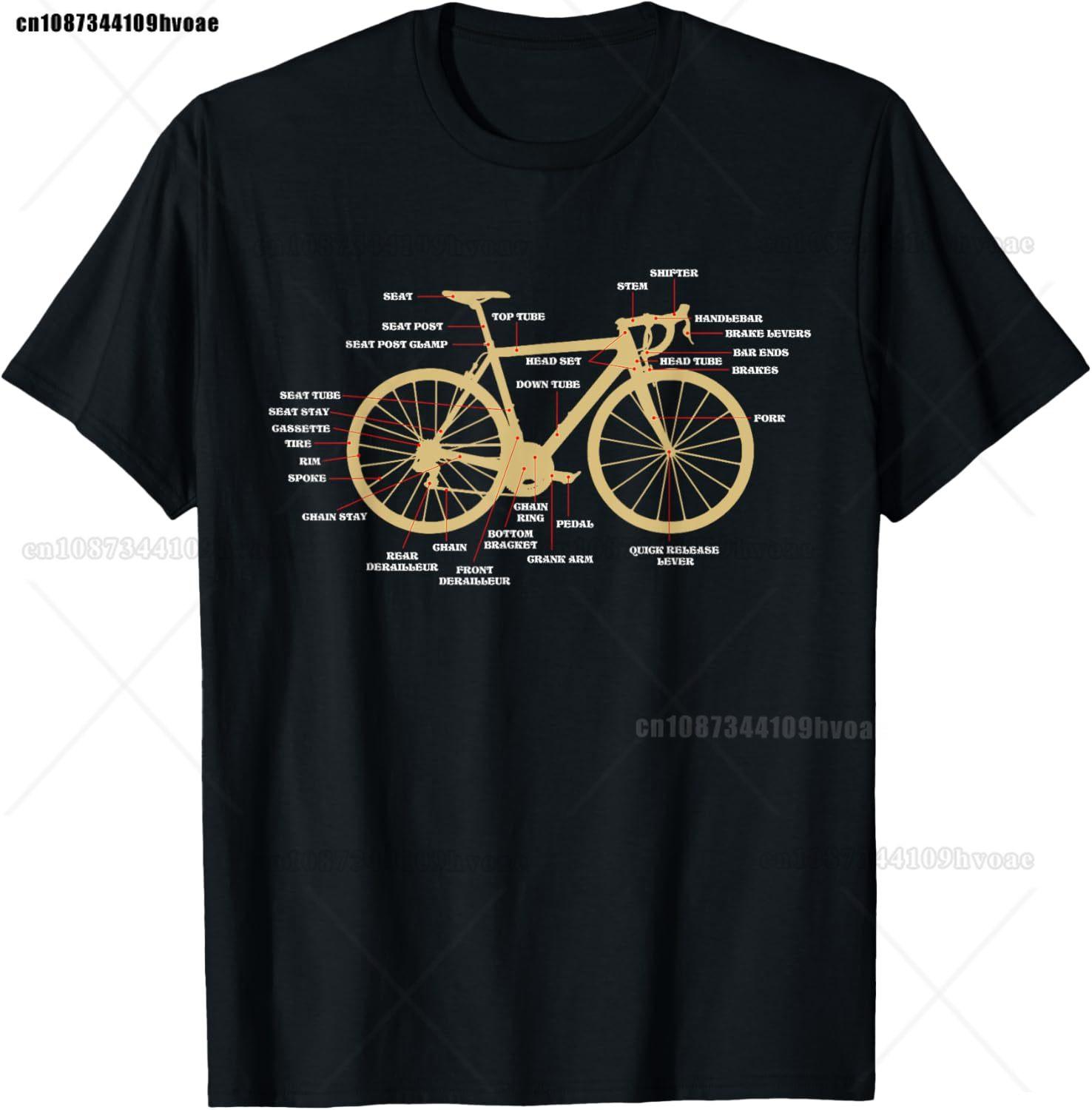 

Bicycle Cycling Anatomy Road Bike Parts Biking Cyclist TShirt - Men s Summer Cotton Graphic Tee S разноцветный