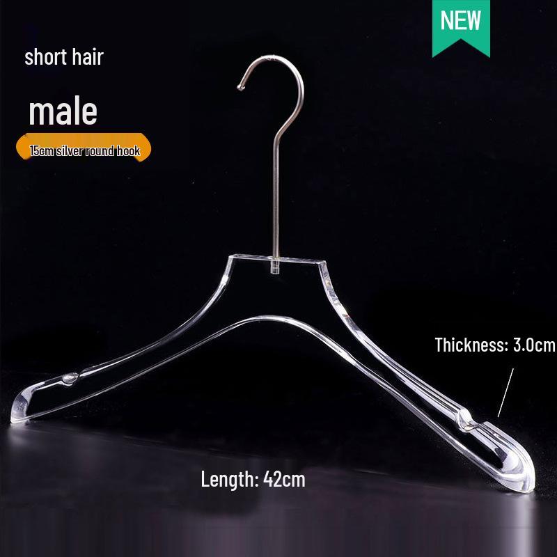 Acrylic Non-slip Clothing Hanger with Pant Clips for Men, Women, and Children - Transparent Plastic with Logo