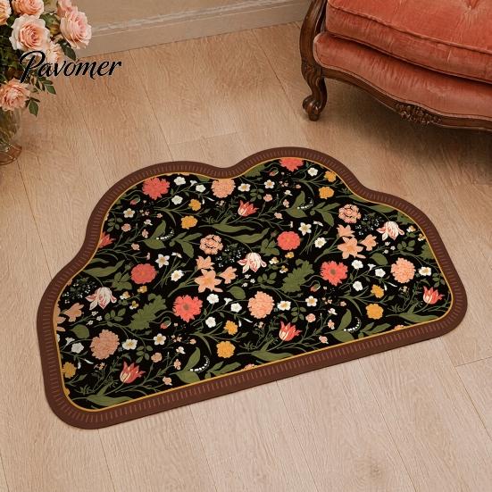 Dust-proof Entryway Mat Retro Floral Bath Mat, Non-slip Super Absorbent Bathroom Rug, Decorative Floor Quick-drying Diatomaceous Earth Rug for