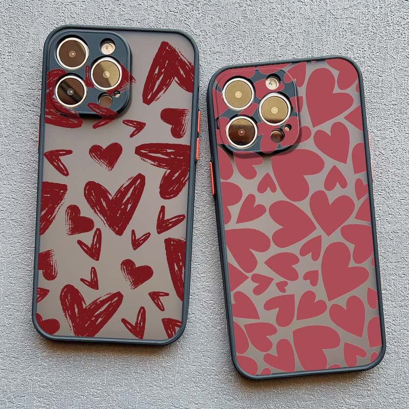 Cute Little Hearts Print Phone Case For iPhone 14 13 12 11 Pro Max Mini 15 Pro Max XS XR X 7 8 15 Plus SE 2020 Shockproof Cover