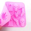 18 Cavities Halloween Scary Silicone Mold Hat Skull Tomb Bat Pumpkin Spider Chocolate Gummy Mould Cake Decoration Baking Mold