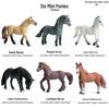 Children's Wild Horse Simulation Model: Eight Horses with Black & White Foals Toy