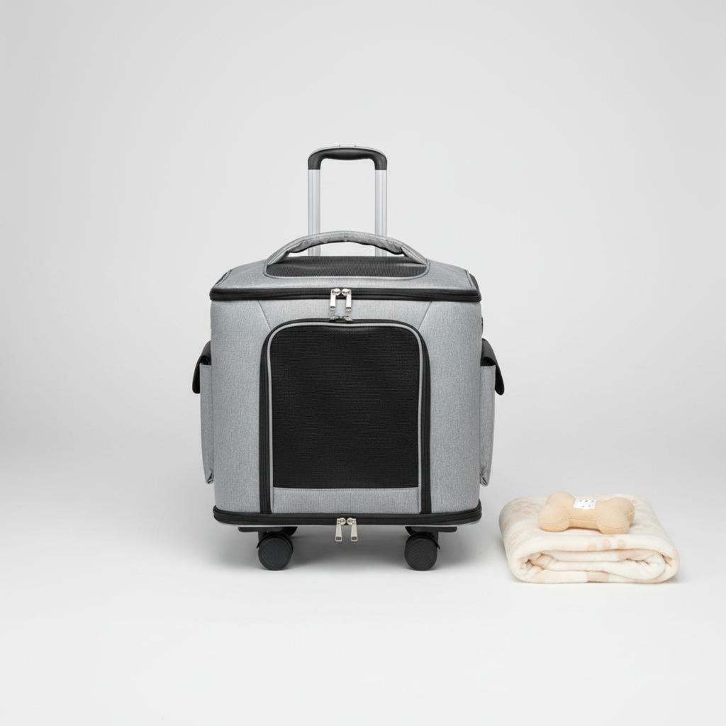 Portable Pet Carrier Quiet Wheels Cat Suitcase Large Capacity Travel