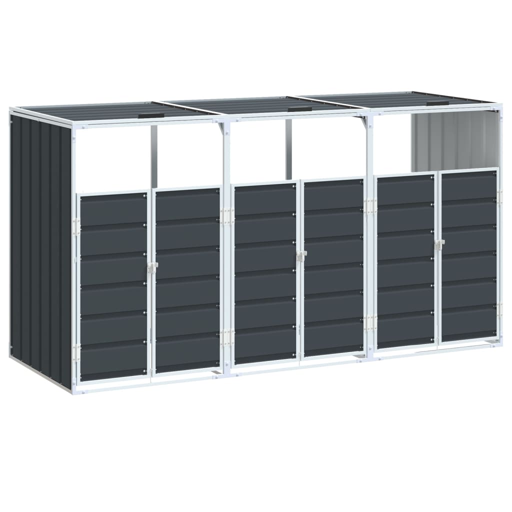 Vidaxl Triple Trash Can Enclosure, Anthracite, 216X81X115 Cm