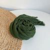 Retro Vintage Cotton Wool Blended Scarf For Women Autumn And Winter Versatile Neck Warm Green Long Scarf With Tassel