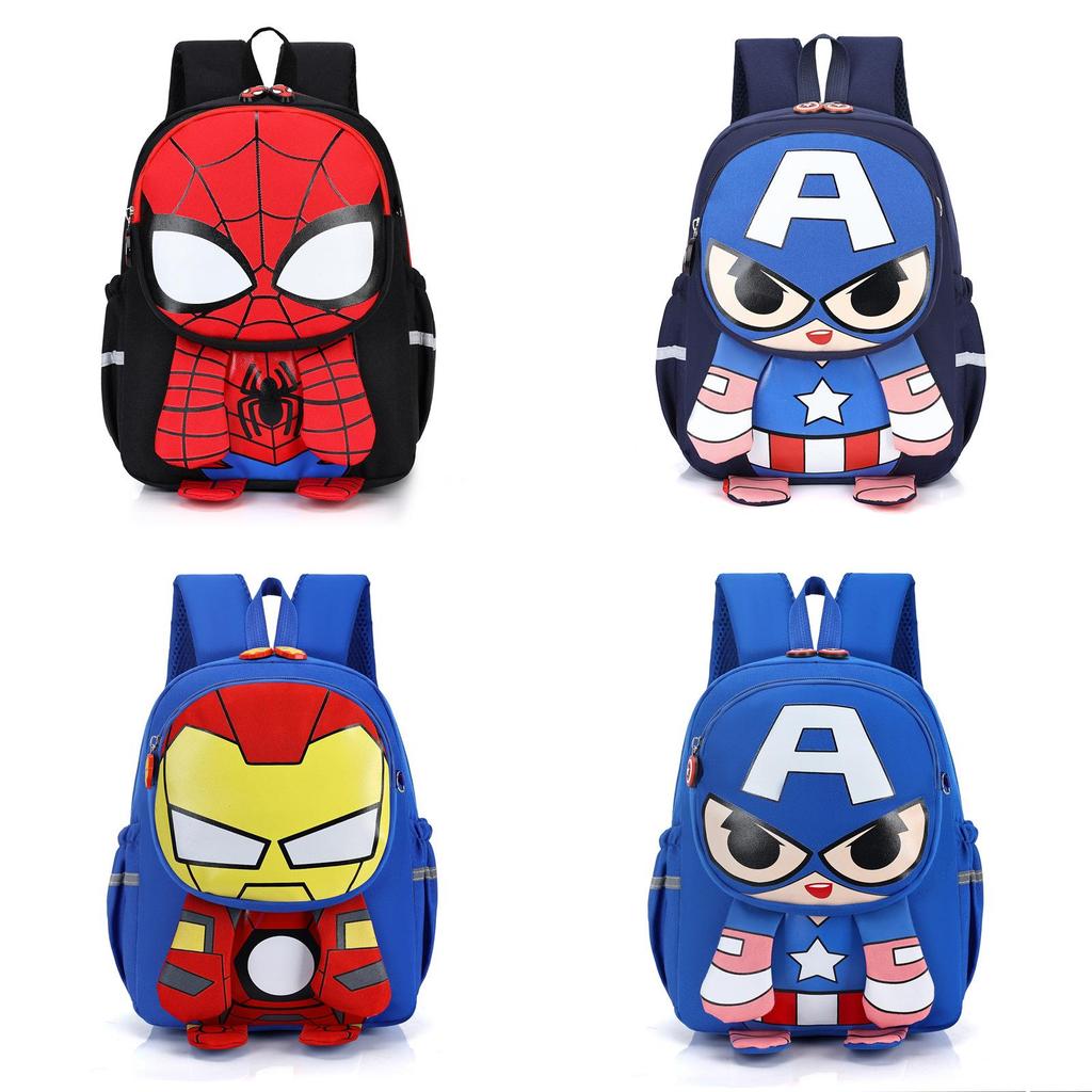 Spider Man Kids Backpack Cartoon Nylon Lightweight School Bag With Cushion Straps For Boys And Girls