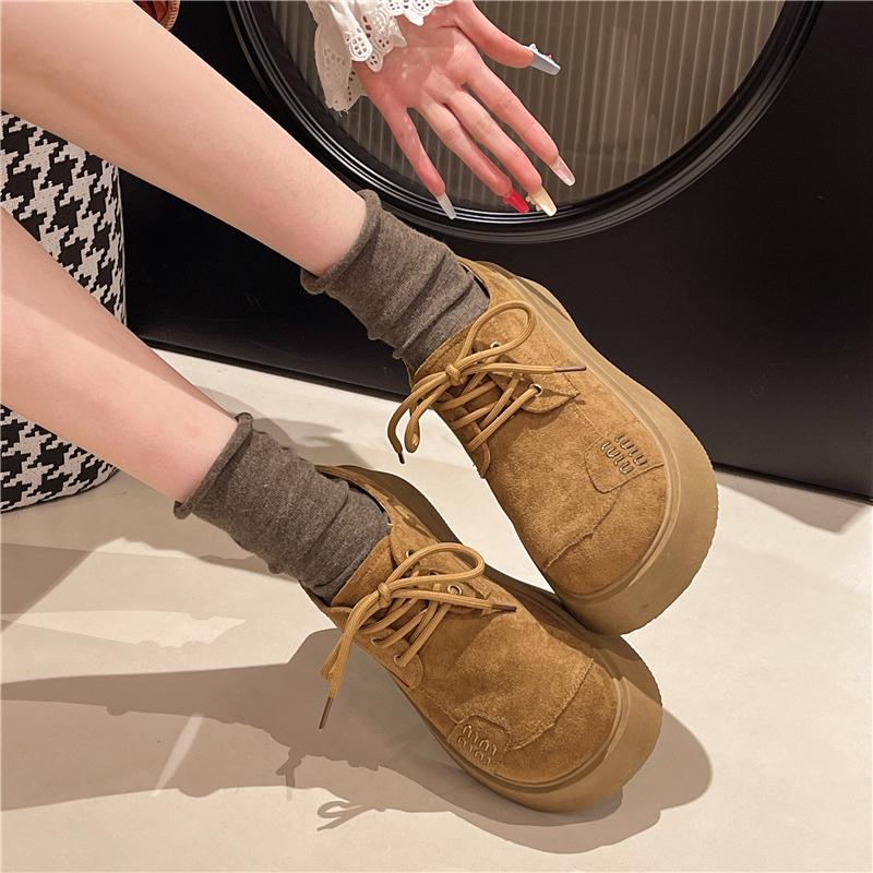 The 2025 New Autumn Retro Thick-soled Shoes Are Versatile Fashion-style Lace-up Single Shoes for Women's Casual Workwear