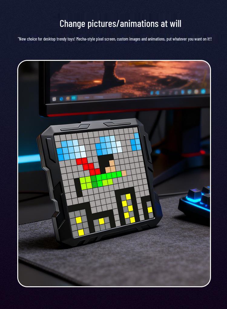Programmable DIY Mecha-Style LED Pixel Screen: RGB Animation & Atmosphere Light for E-sports Desk.