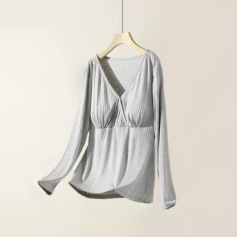 Summer Thin Modal Nursing Pajamas: Long Sleeve Set for Pregnant & Postpartum Women