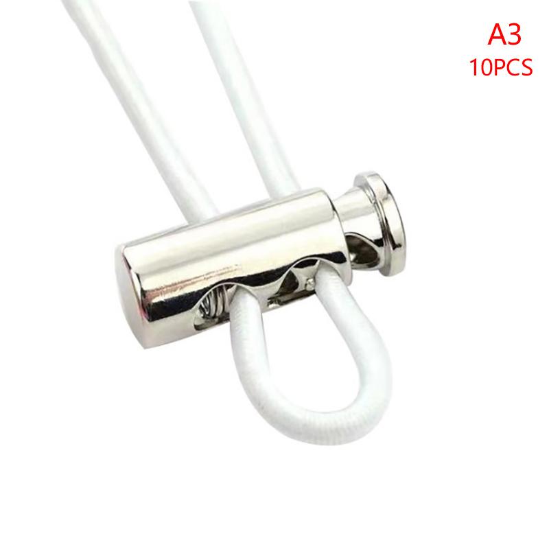 10 stk Metall Svart Snorlås Fjærspenne Stopper To Hull Snørlås