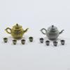 6 Piece Dollhouse Metal Teapot Set Kitchen Gift 1:12 Tea Cup