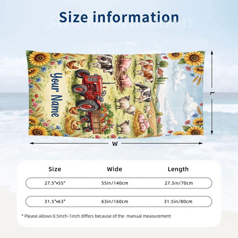 Decorative Artwork Theme Beach Towel Personalized Custom Name & Text Soft Quick Dry Beach Towel for Swimming Travel