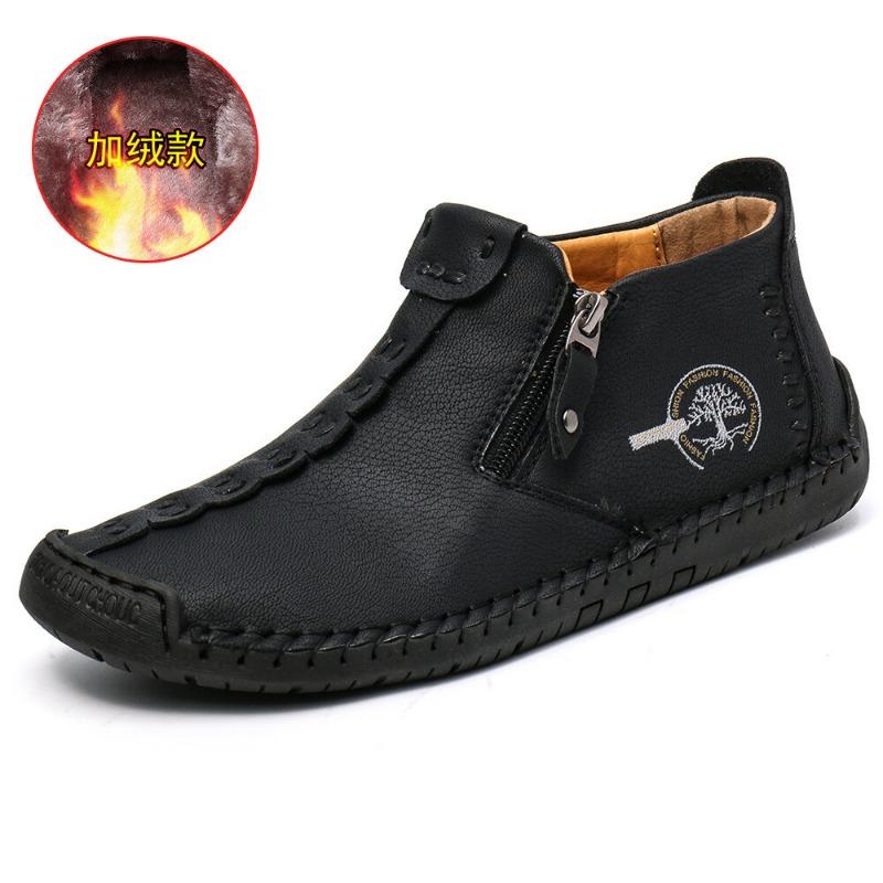 Men's Martin Boots Spring and Autumn New Large Size Zipper Men's Boots Outdoor Casual Hand-sewn Tooling Boots