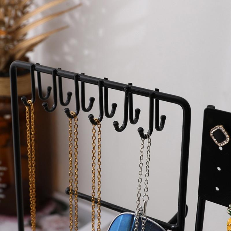 Elegant Jewelry Display Stand Multitier Necklace Holder and Sturdy Earring Organizers with Natural Wood Base Designs