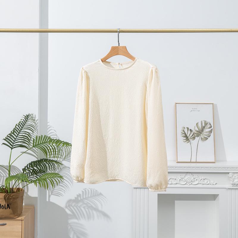 

Женская роскошная жаккардовая приталенная футболка с длинным рукавом из шелка тутового дерева Extra Large абрикосовый