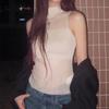 Women's Summer Hollow Half High Neck Sleeveless Thin Tank Top
