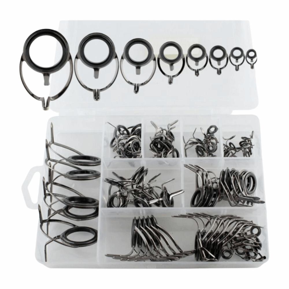 

75PCS Stainless Steel Fishing Rod Guide Kit Ceramic Double Feet Fishing Rod Tips Multiple sizes Silver Fishing Guide Rings