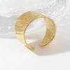 [Stainless Steel Textured Ring] A Wide Stainless Steel Foil Textured Hydraulic Ring, A Retro Open Adjustable Ring