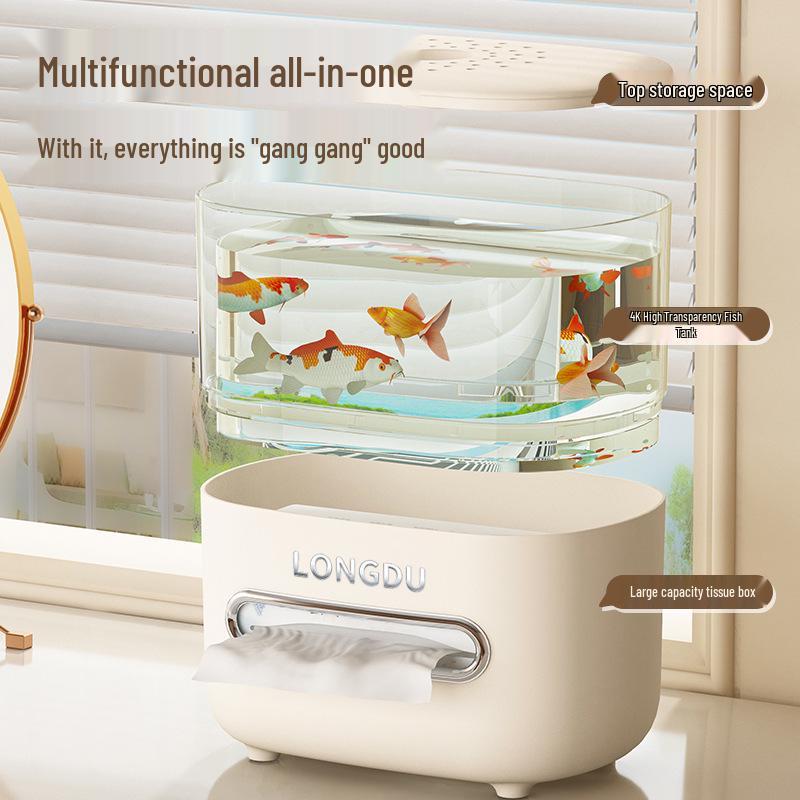 Eco-Friendly Multifunctional Tissue Box with Desktop Fish Tank for Home or Office