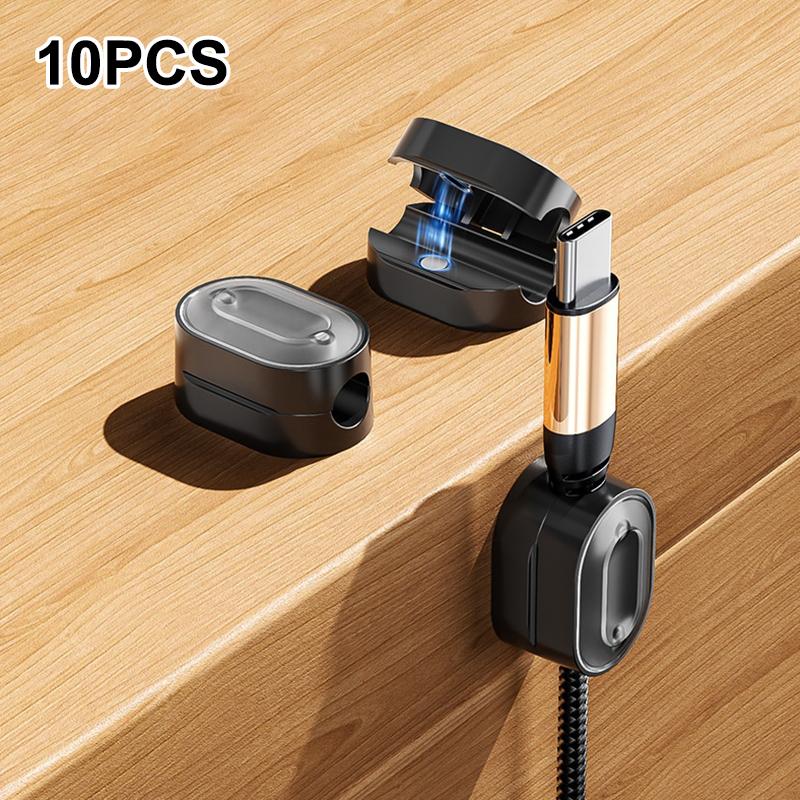 

10Pcs Magnetic Cable Organizer Holder For Home Office Under Desk Management Cable Clips Adhesive Wire Keeper Cord Cable Clips чёрный