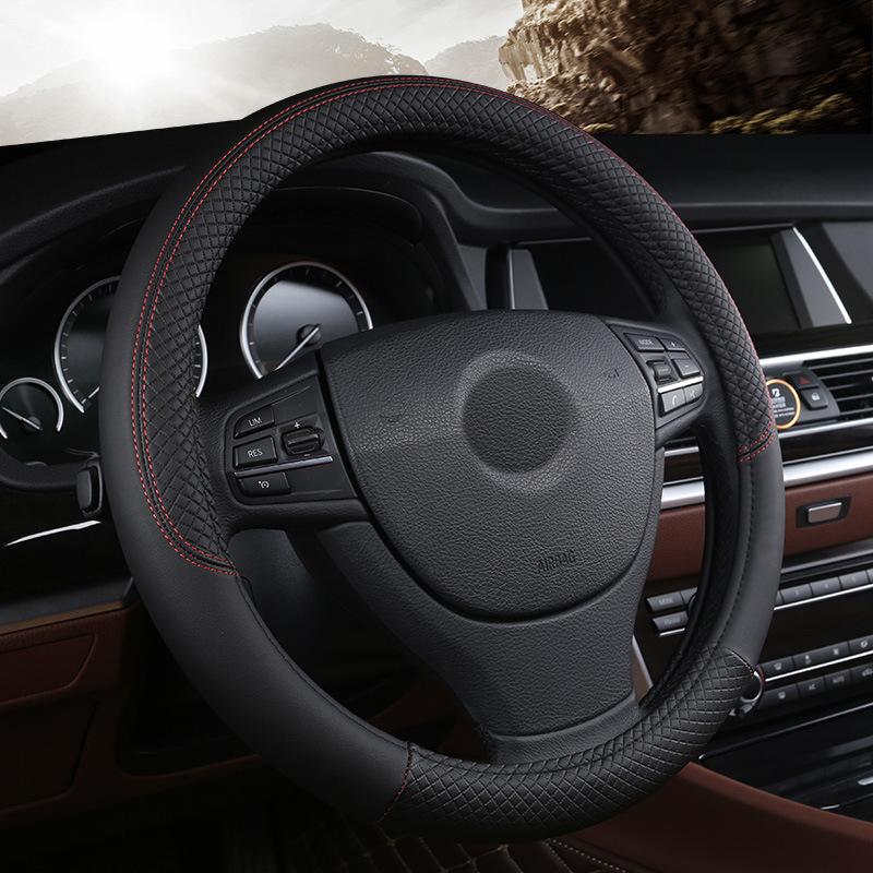 Car Steering Wheel Protective Cover Universal Breathable Elastic Band Anti Slip Pu Leather Steering Covers Suitable 38Cm U-60